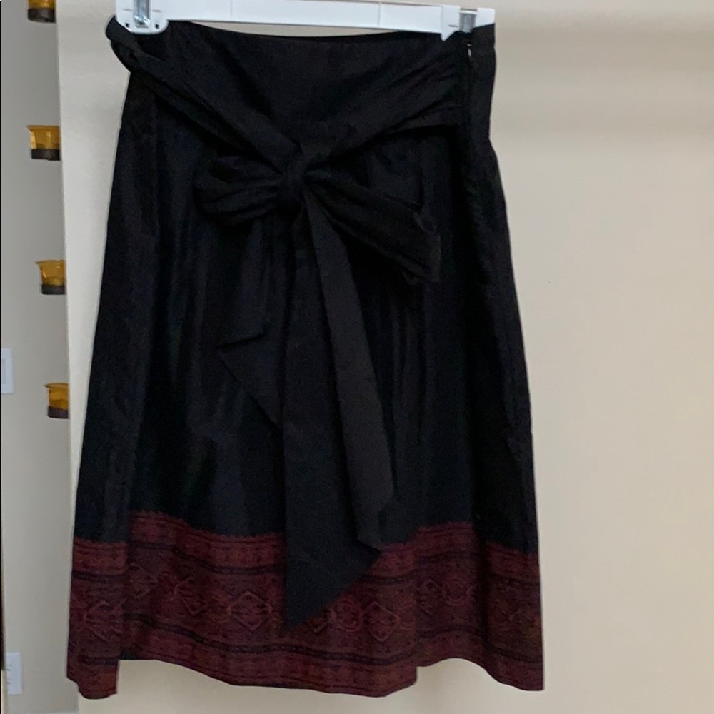 Cotton mini skirt ties at waist